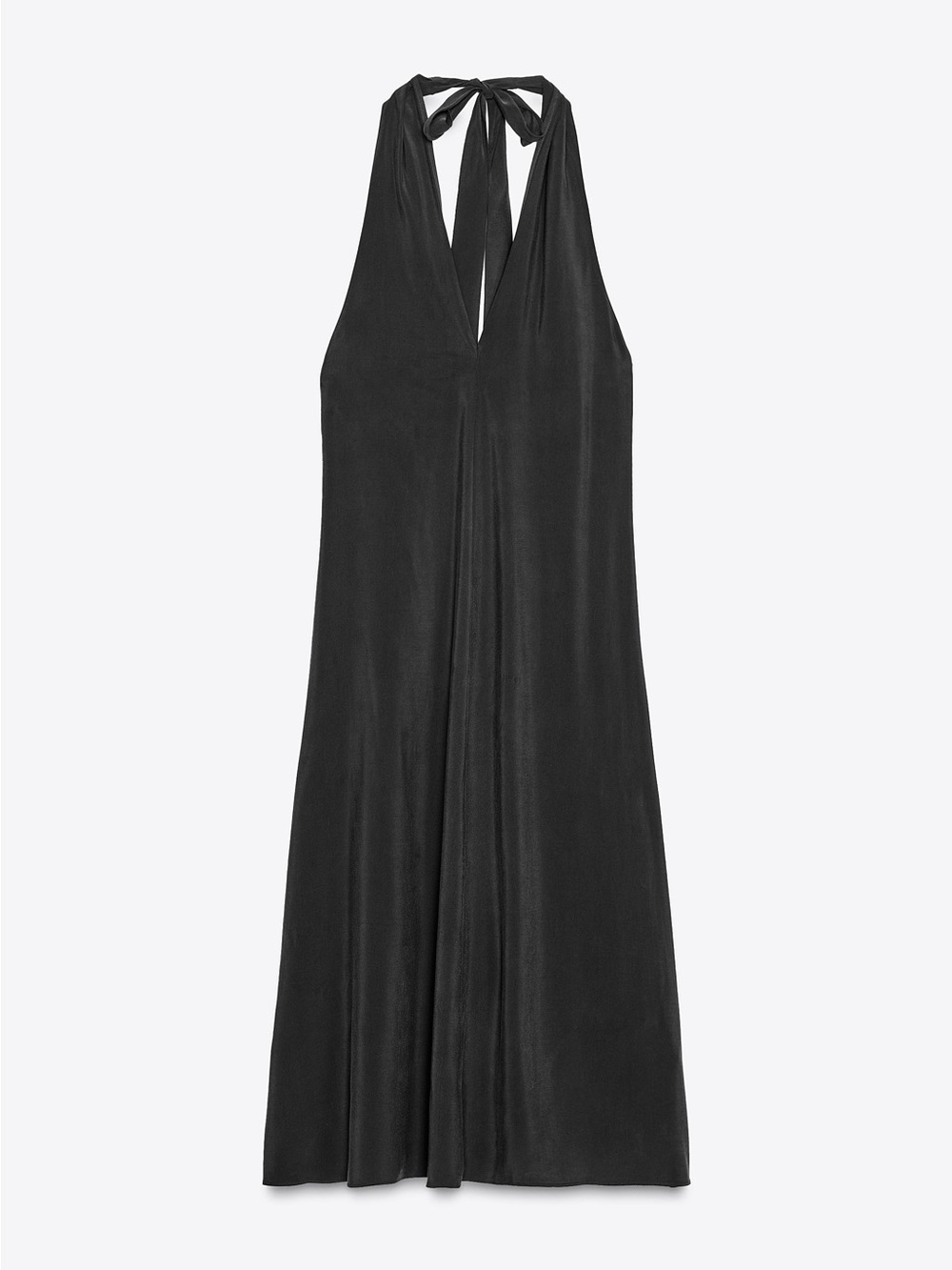 Zara Halter Tie Midi Dress Black Open Back V Neck Size S NWOT 0/4772/216/800/02 - Picture 2 of 10